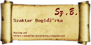 Szakter Boglárka névjegykártya